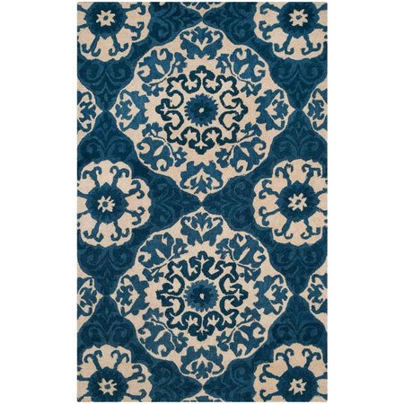 SAFAVIEH Roslyn Hand Tufted Rectangle Rug, Blue and Ivory - 5 x 8 ft. ROS525A-5